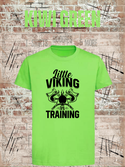Kinder T-Shirt Little Viking in Training in Kiwi Green.