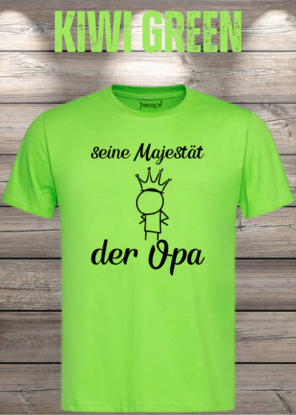 Herren T-Shirt Seine Majestät der Opa in Kiwi Green.