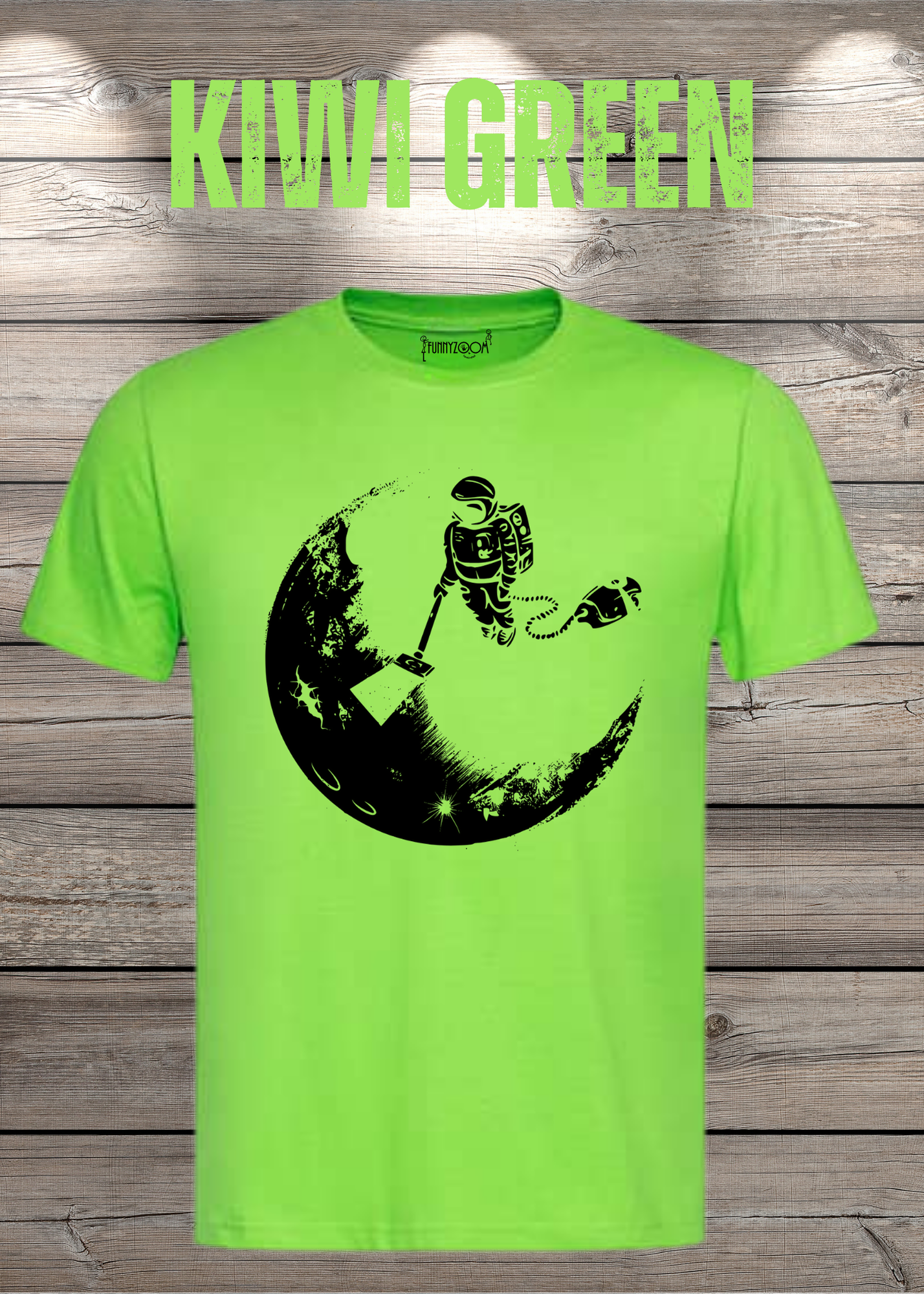 T-Shirt Mond mit Astronaut der Mond mit Staubsauger Staub saugt Personalisierbar Witziges T-Shirt Geschenkidee Lustiges Unisex T-Shirt