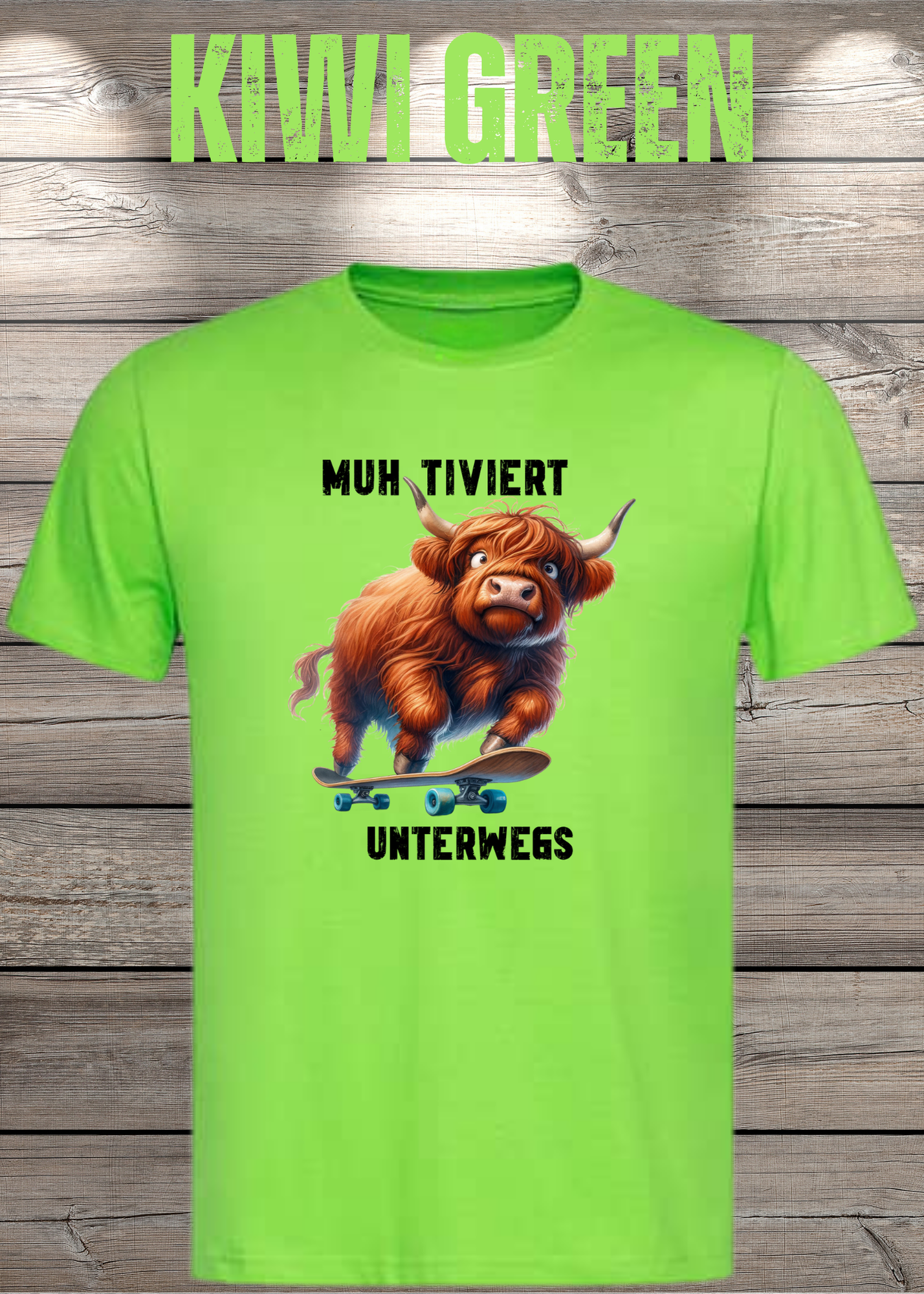 Highland Kuh Unisex T-Shirt Muh-tiviert unterwegs! Skateboard Kuh