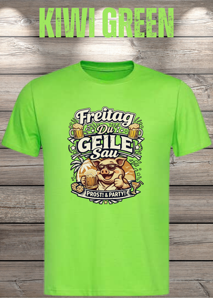 Freitag T-Shirt -Lustiger Spruch für Wochenende & Party / Wochenende in Kiwi Green.