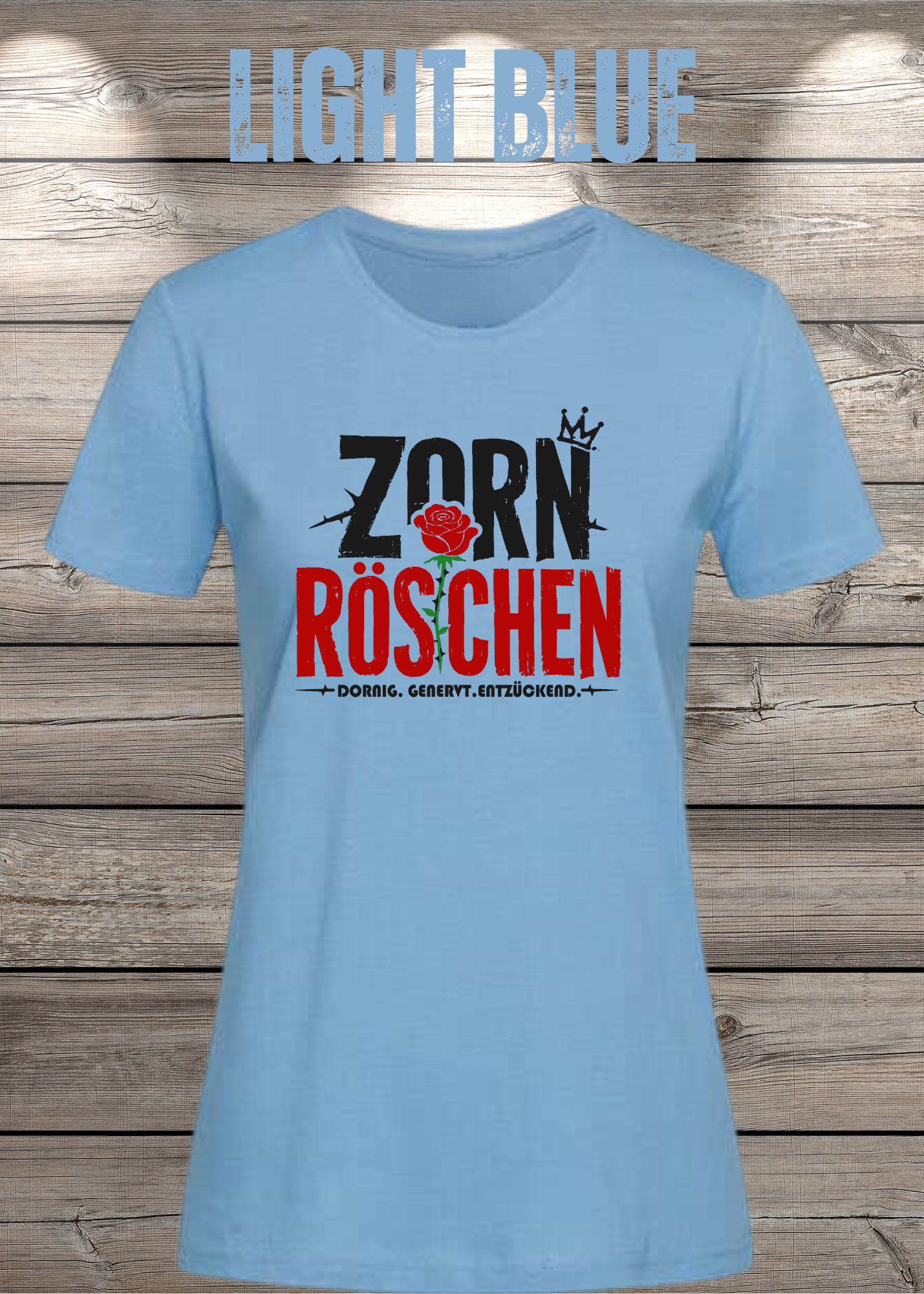 Zorn Röschen – Rockiges Damen T-Shirt mit Rose