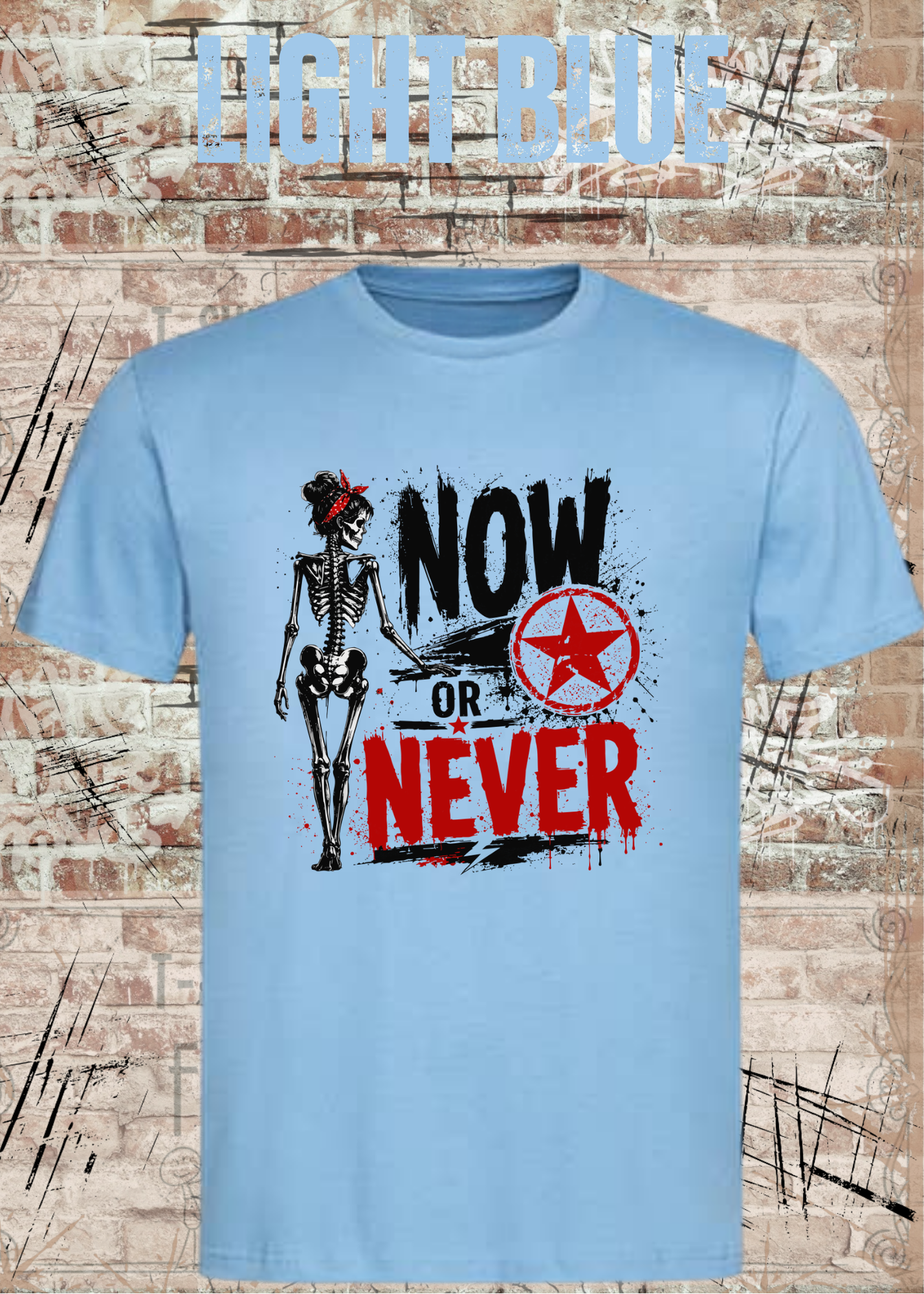 Now or Never Shirt – Rockiges Unisex T-Shirt mit Totenkopf & Vintage Grunge Design