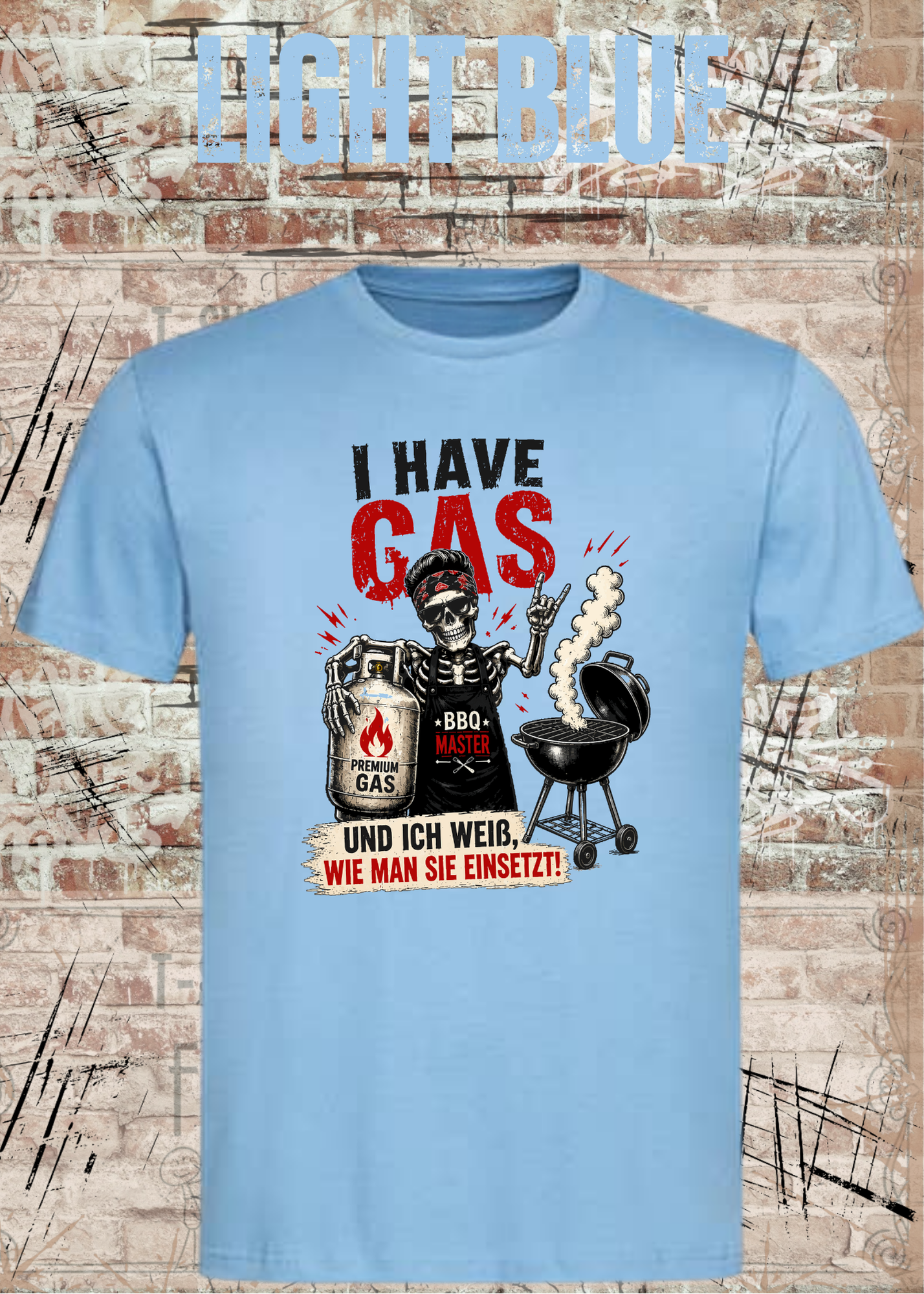 Grillmeister T-Shirt „I Have Gas“ – Skelett BBQ