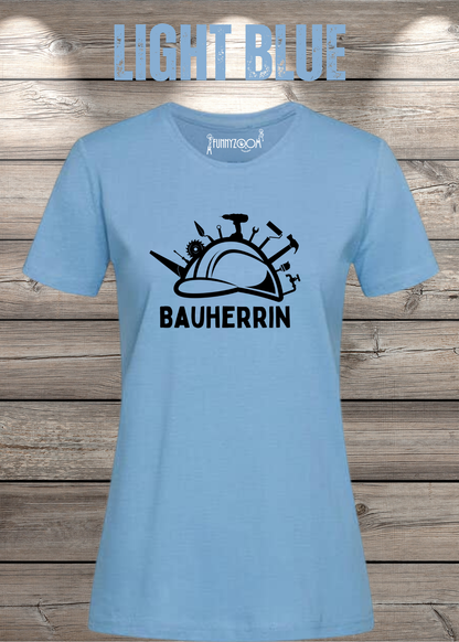 Bauherrin Damen T-Shirt in Light Blue.