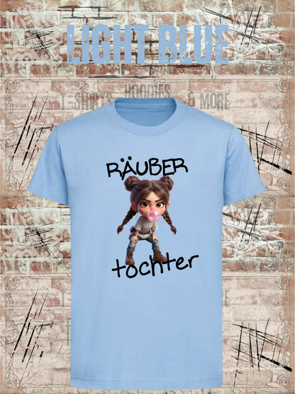Kinder-T-Shirt „Räuber Tochter“ in Light Blue.