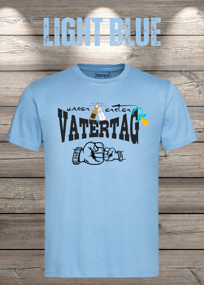 Herren T-Shirt für Papas mit Jungs Unser erster Vatertag Partnerschirt Vater Sohn T-Shirt in Light Blue.