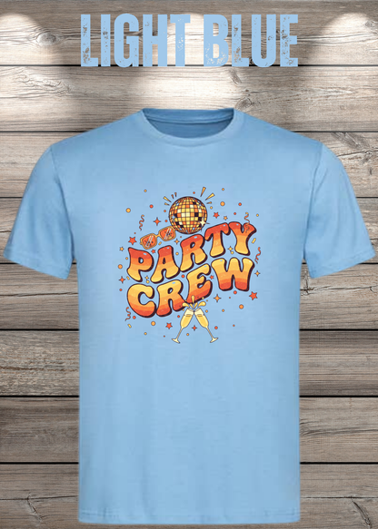 Unisex-T-Shirt „Party Crew“ in Light Blue.