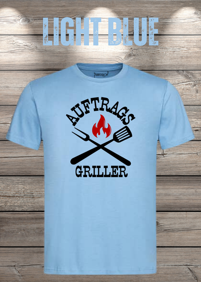 Auftrags-Griller T-Shirt in Light Blue.