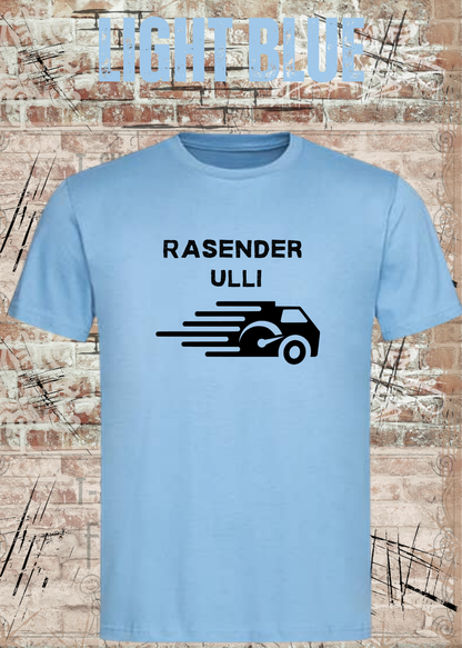 Paketfahrer T-Shirt mit Wunschname – Rasender Wunschname in Light Blue.