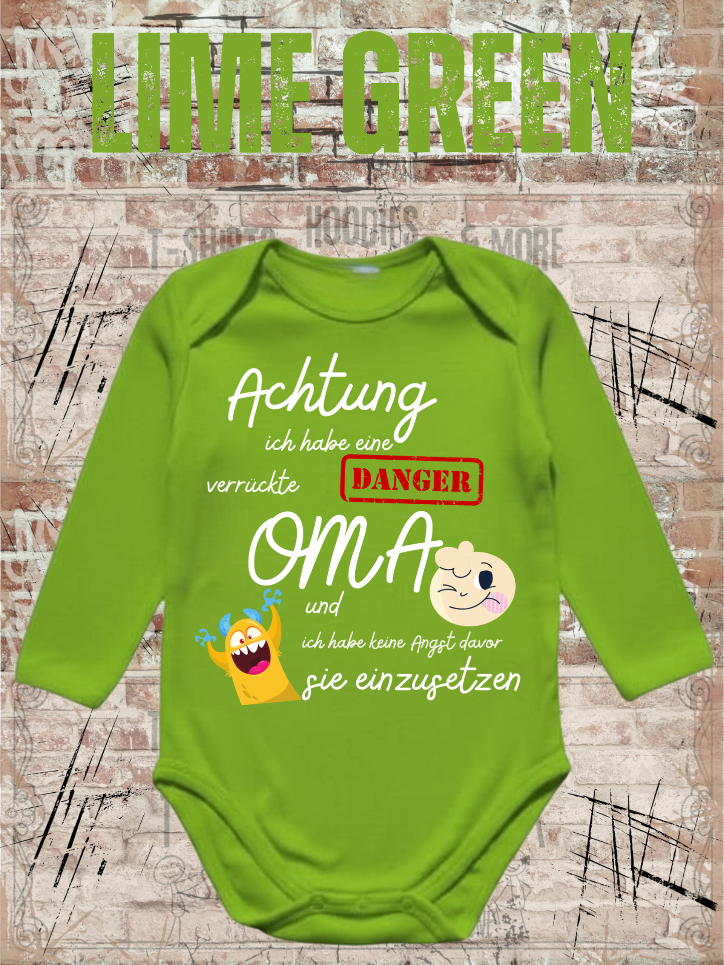 Baby Body 'Achtung verrückte Oma' - Lustiger Spruch | Geschenk Geburt & Geburtstag