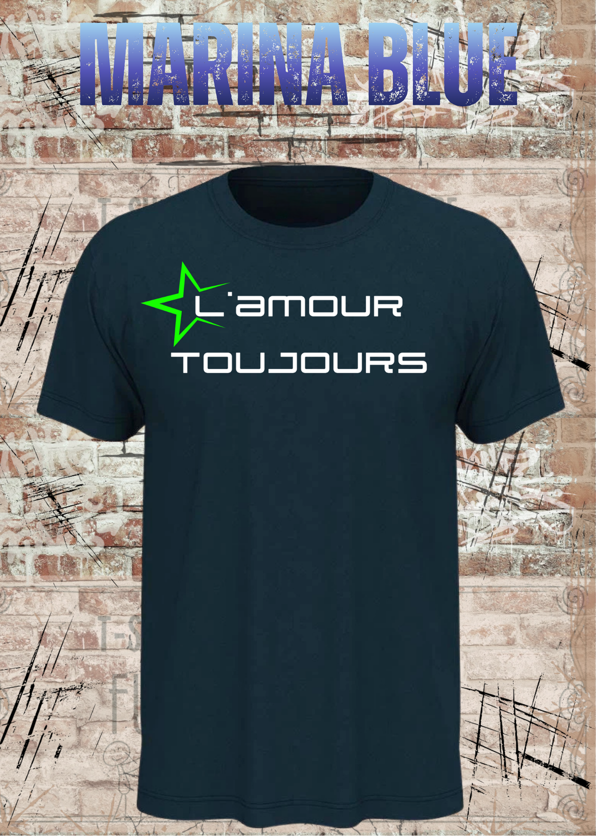 L'amour Toujours T-Shirt – Techno, Rave & Festival Shirt in Marina Blue.