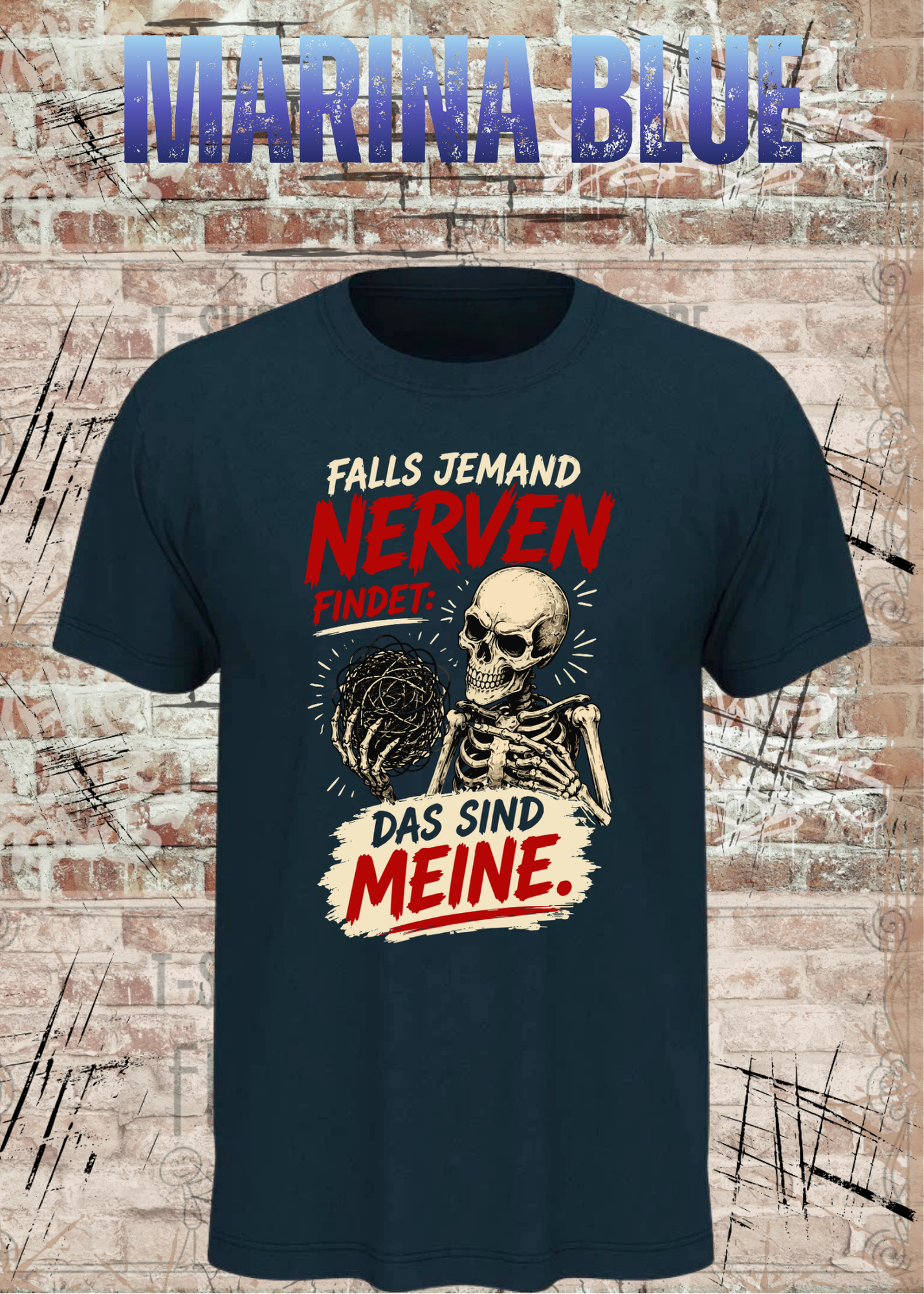 Falls jemand Nerven findet – Lustiges Skelett Unisex T-Shirt