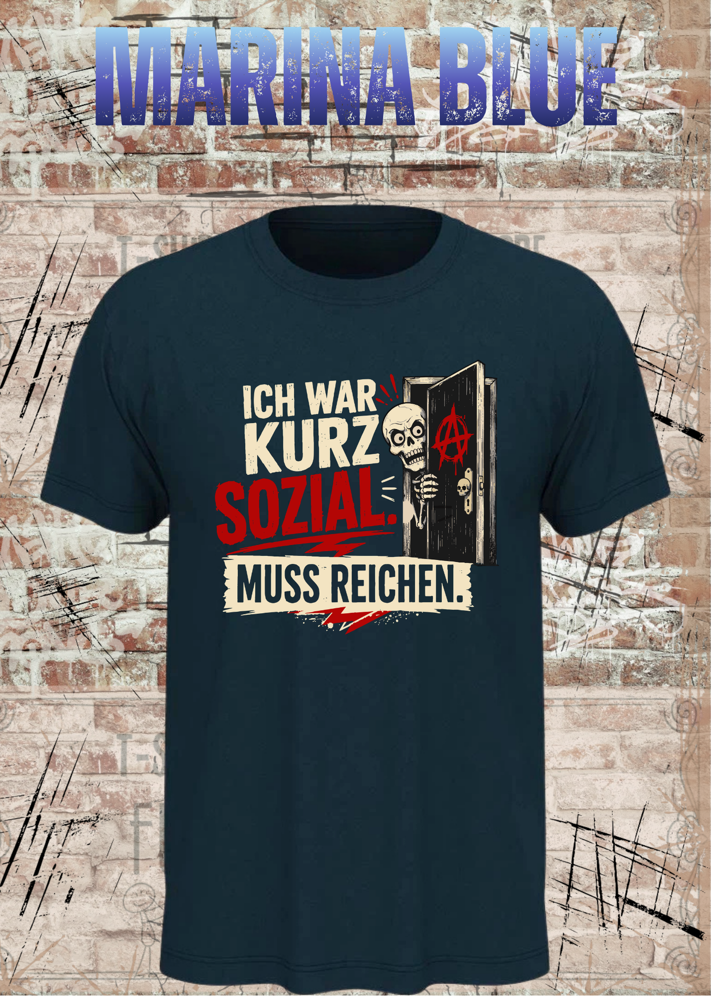 Ich war kurz sozial – Lustiges Skelett Unisex T-Shirt