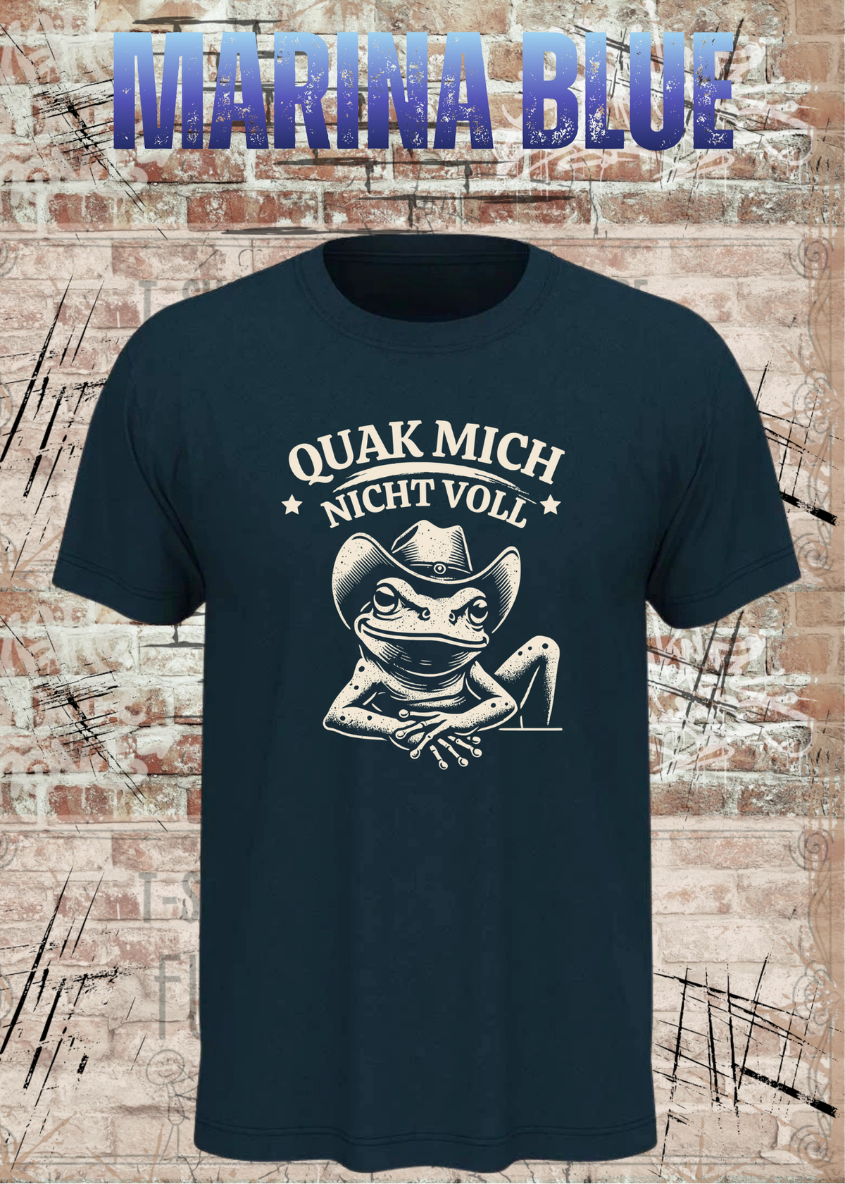 Unisex T-Shirt Marinablau hell mit Cowboy-Frosch und Spruch Quak mich nicht voll – FunnyZoom