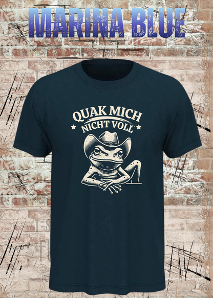 Unisex T-Shirt Marinablau hell mit Cowboy-Frosch und Spruch Quak mich nicht voll – FunnyZoom