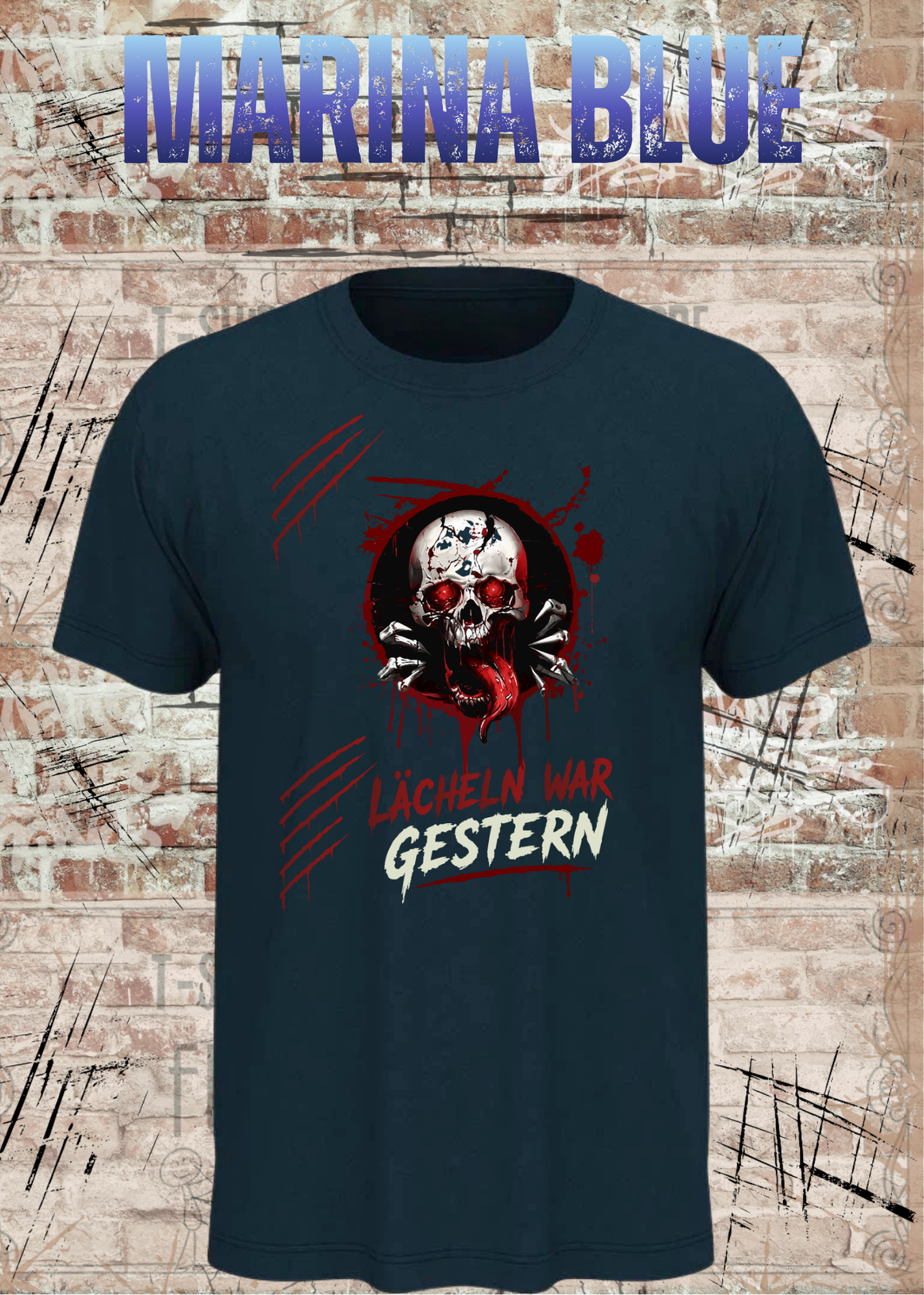 Rock & Metal T-Shirt "Lächeln war gestern" | Totenkopf Horror Shirt | Gothic Unisex