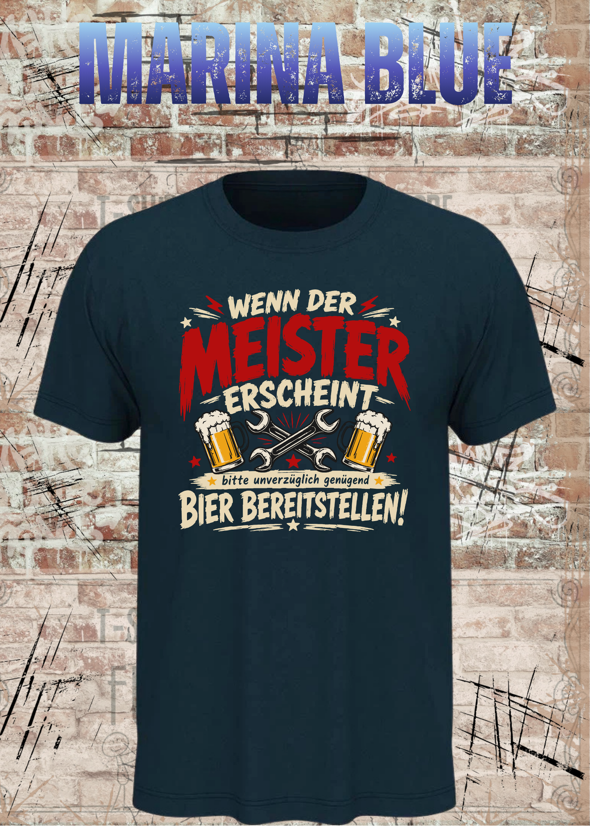 Wenn der Meister erscheint – Bier bereitstellen – Lustiges Unisex T-Shirt