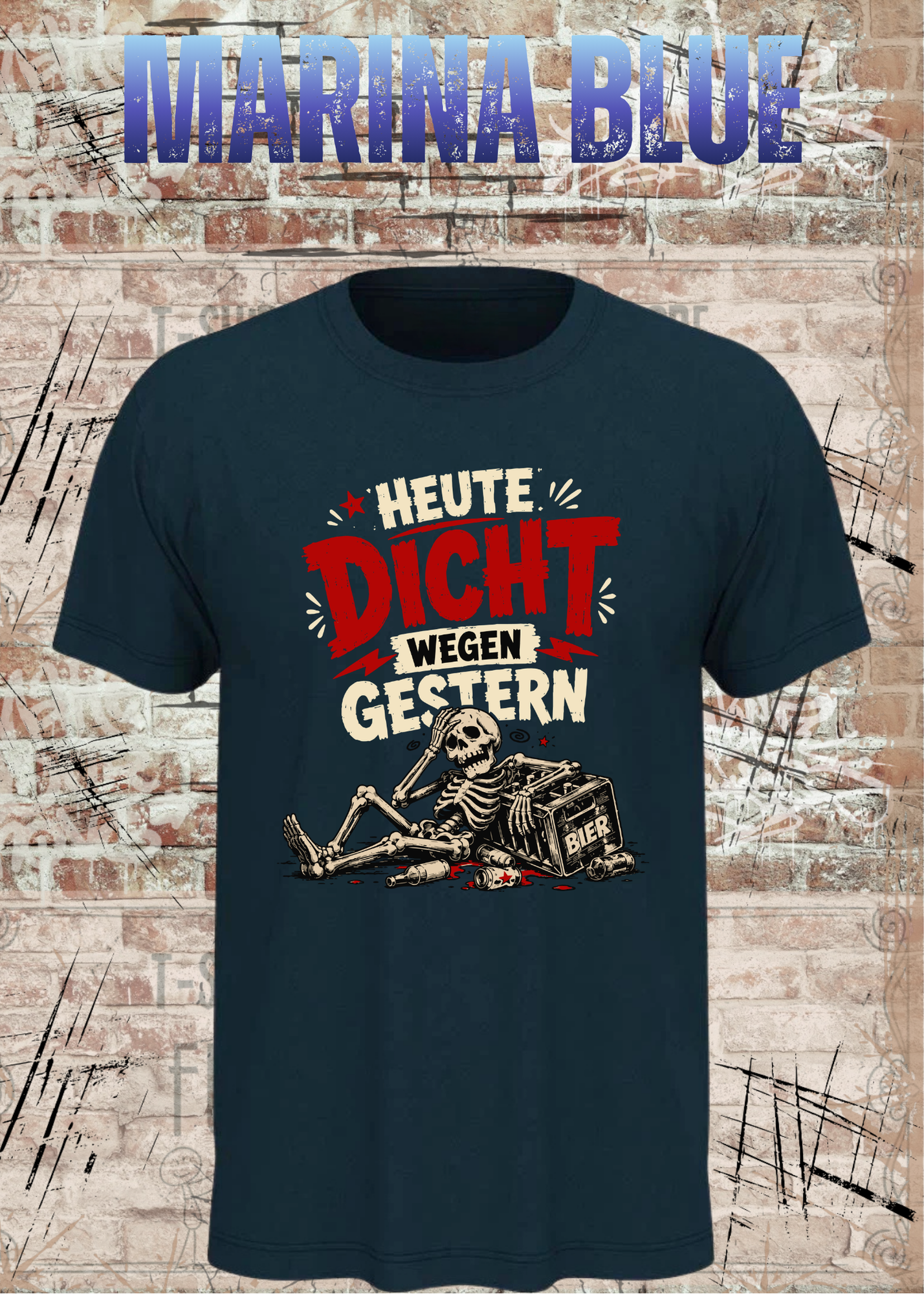 Heute dicht wegen gestern – Lustiges Party T-Shirt mit Skelett