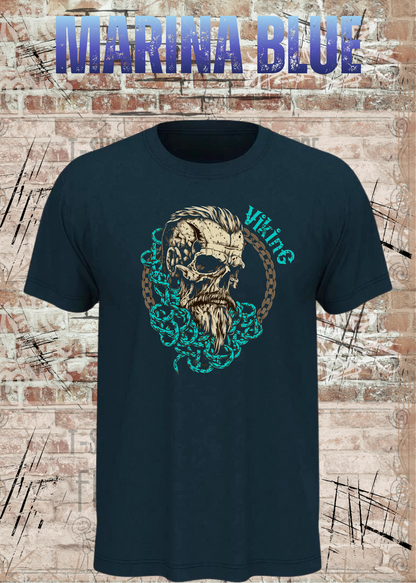 Viking Skull T-Shirt in Marina Blue.