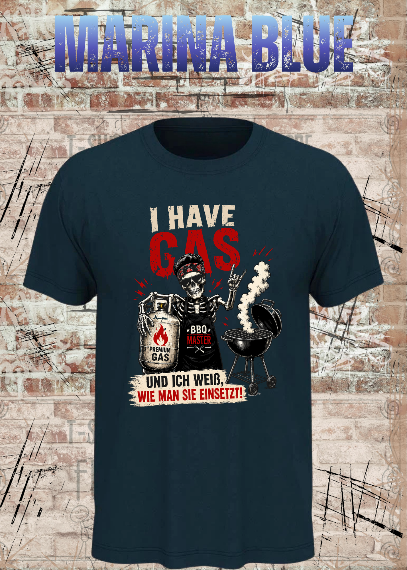 Grillmeister T-Shirt „I Have Gas“ – Skelett BBQ