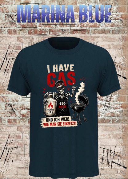 Grillmeister T-Shirt „I Have Gas“ – Skelett BBQ