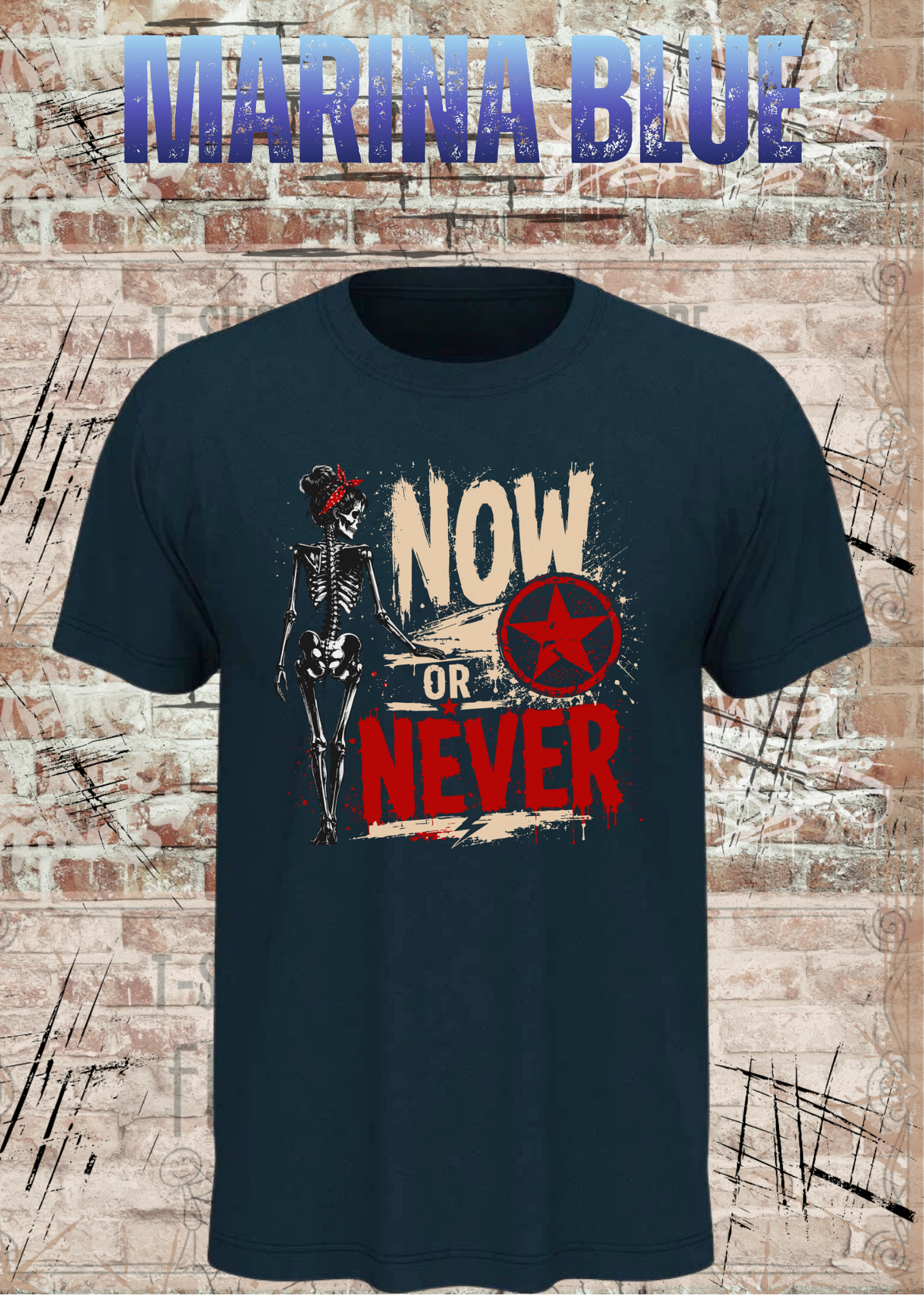 Now or Never Shirt – Rockiges Unisex T-Shirt mit Totenkopf & Vintage Grunge Design
