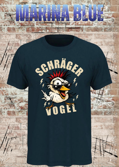 Unisex-T-Shirt „Schräger Vogel“ in Marina Blue.