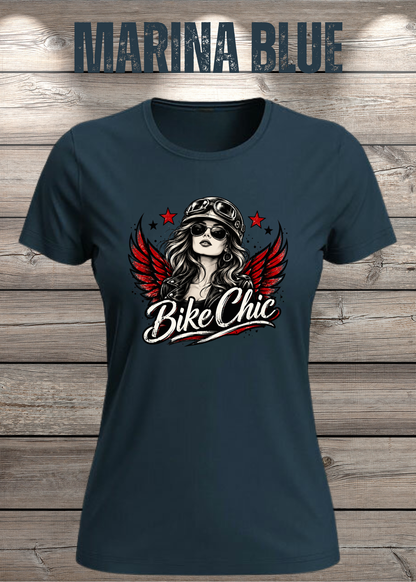 Bike Chic – Damen Biker T-Shirt | Rockiges Motorrad Shirt