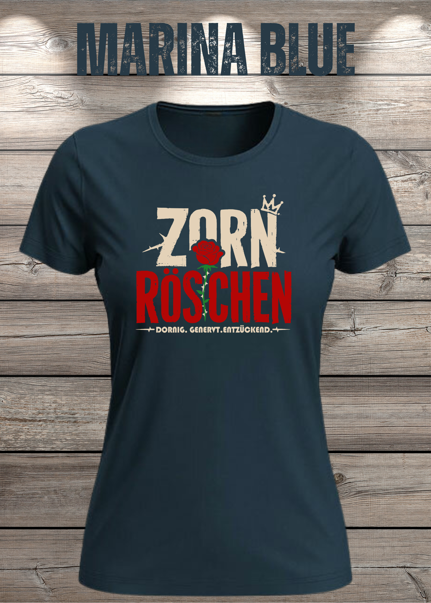 Zorn Röschen – Rockiges Damen T-Shirt mit Rose
