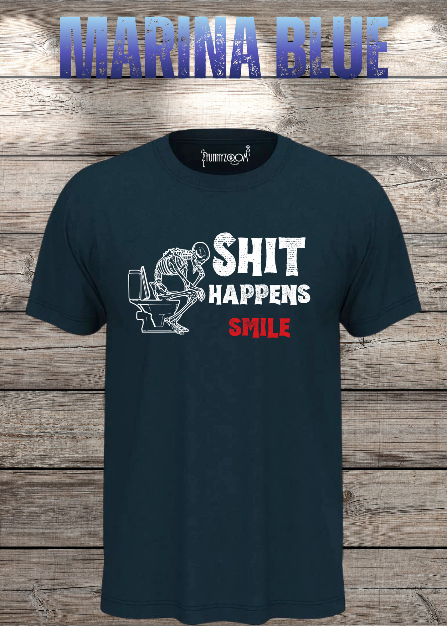 T-Shirt 'Shit happens smile' - Skelett Design - Witziges Spruch T-Shirt Unisex - Geschenkidee