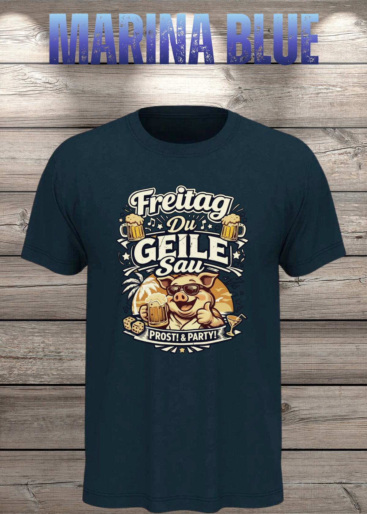 Freitag T-Shirt -Lustiger Spruch für Wochenende & Party / Wochenende in Marina Blue.