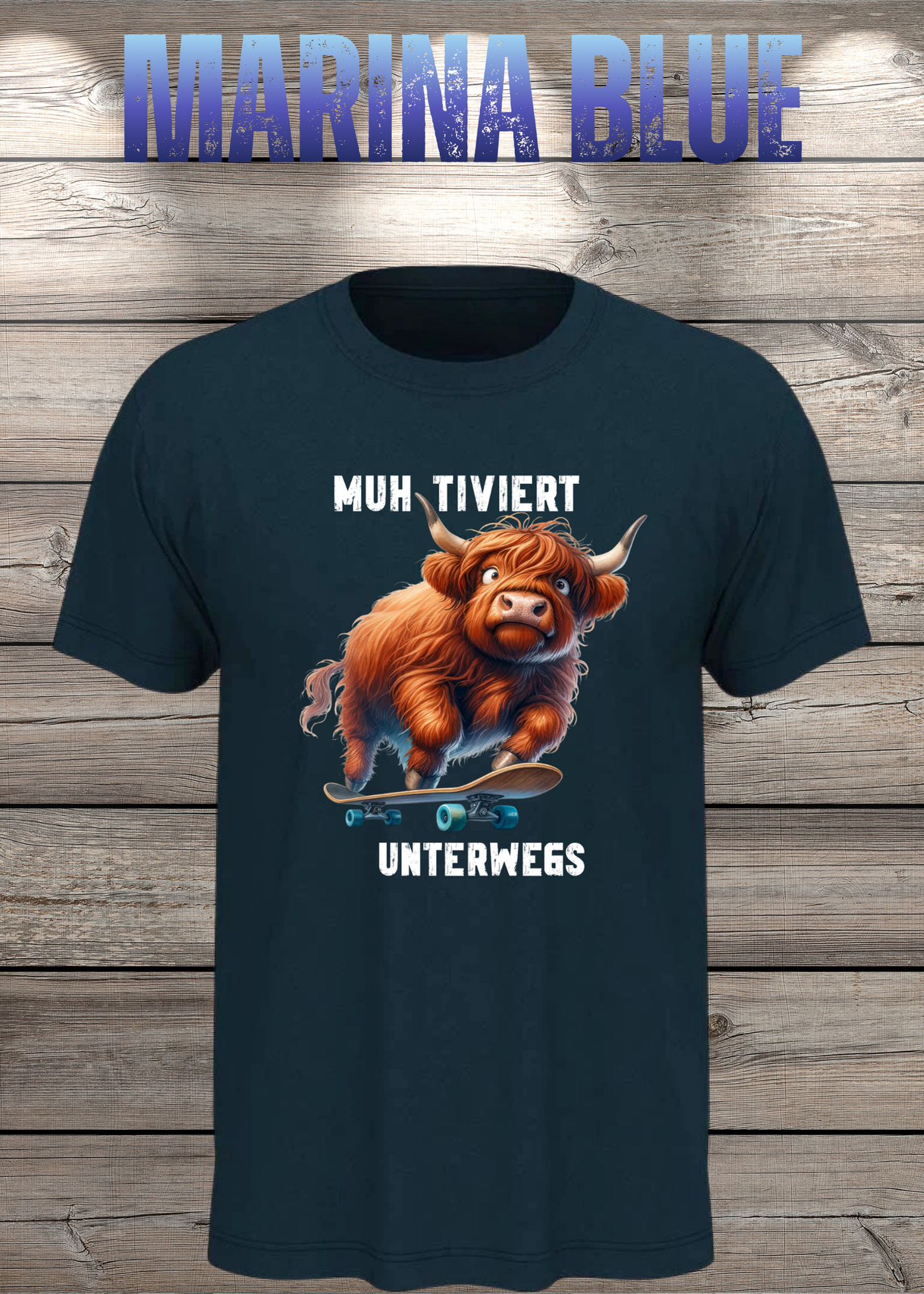 Highland Kuh Unisex T-Shirt Muh-tiviert unterwegs! Skateboard Kuh