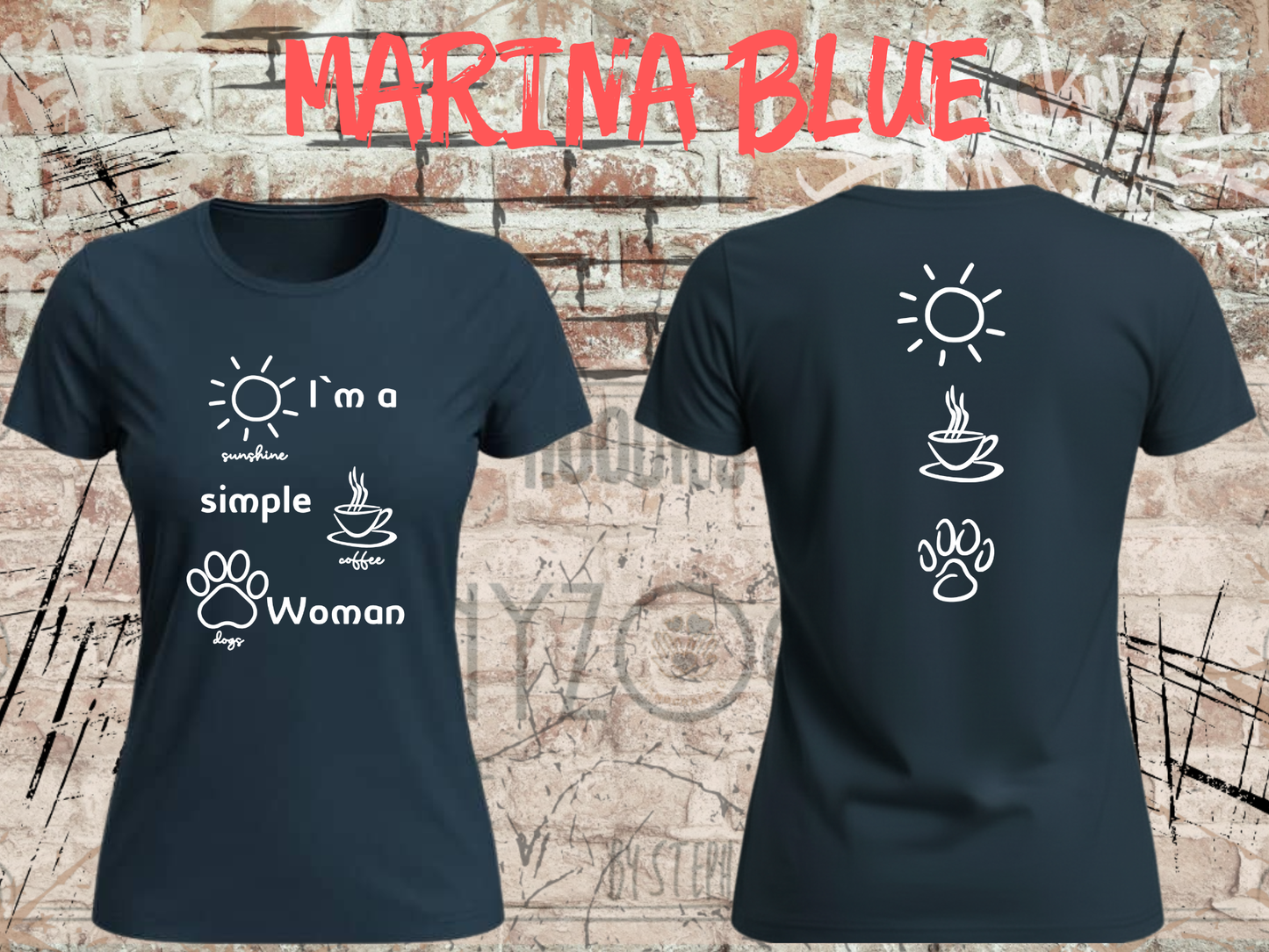 T-Shirt I'm a simple Woman Sunshine Coffee and Dogs Lustige Sprüche Geschenkidee Freizeit viele Farben