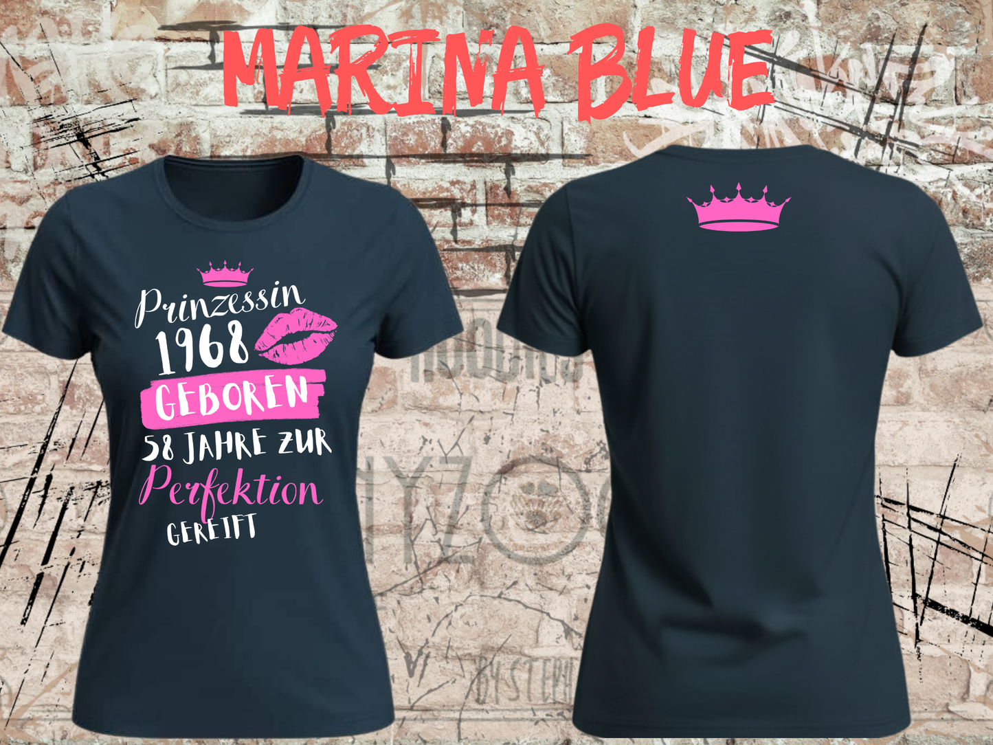 T-Shirt Prinzessin 1968 - 58 Jahre zur Perfektion gereift - Personalisierbar mit Geburtsjahr & Alter
