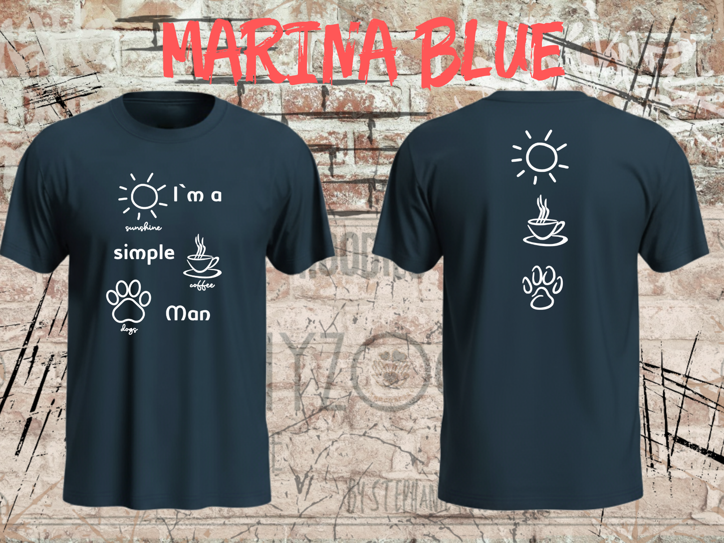 Herren T-Shirt I'm a simple Man Kaffee Sonnenschein Hunde Witziges Statement Shirt Lustiges Geschenk