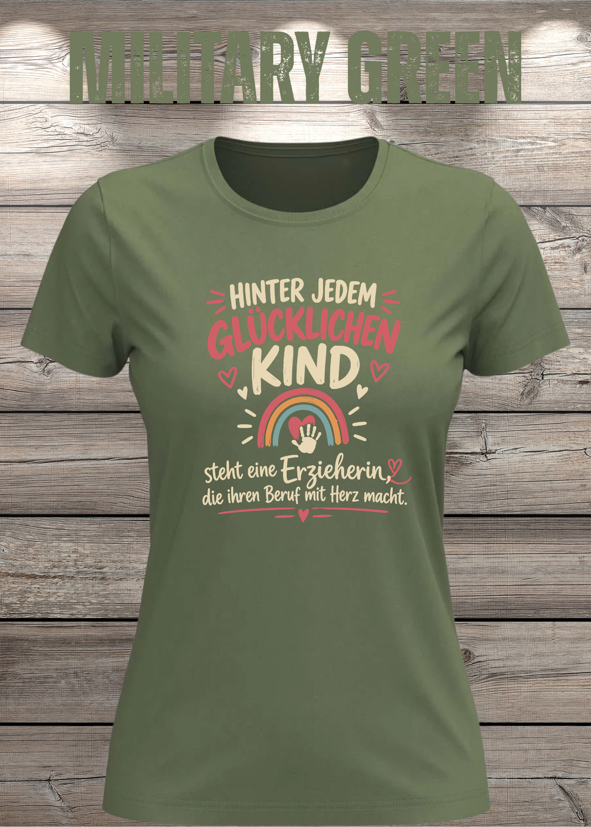 Hinter jedem glücklichen Kind – Erzieherin T-Shirt | FunnyZoom