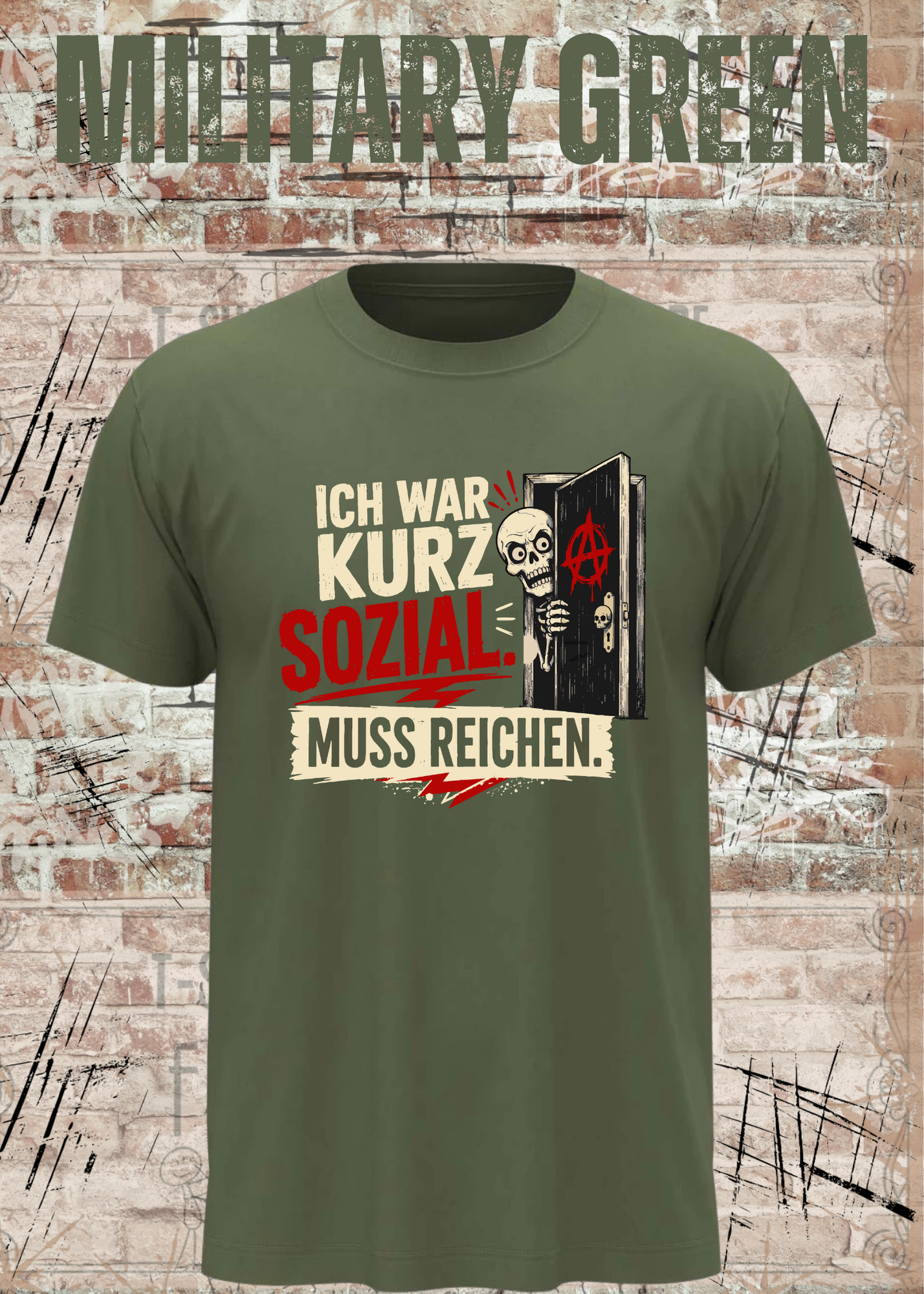 Ich war kurz sozial – Lustiges Skelett Unisex T-Shirt