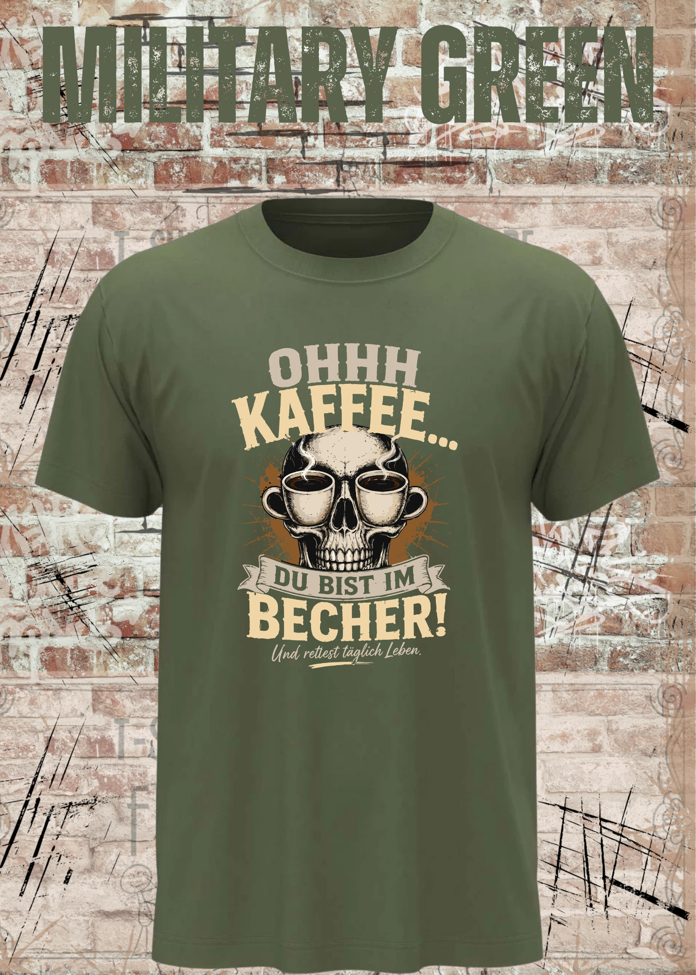 Ohhh Kaffee T-Shirt – Lustiges Kaffee Shirt mit Totenkopf für Kaffeeliebhaber