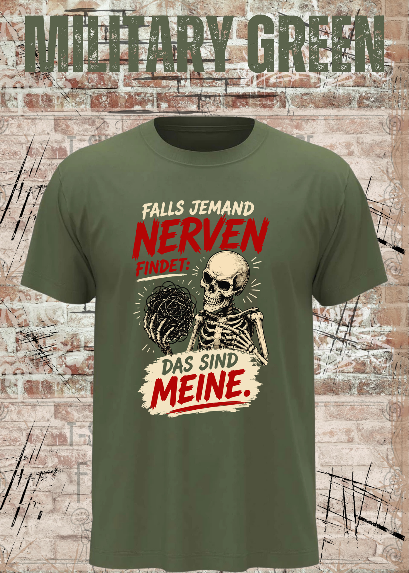 Falls jemand Nerven findet – Lustiges Skelett Unisex T-Shirt
