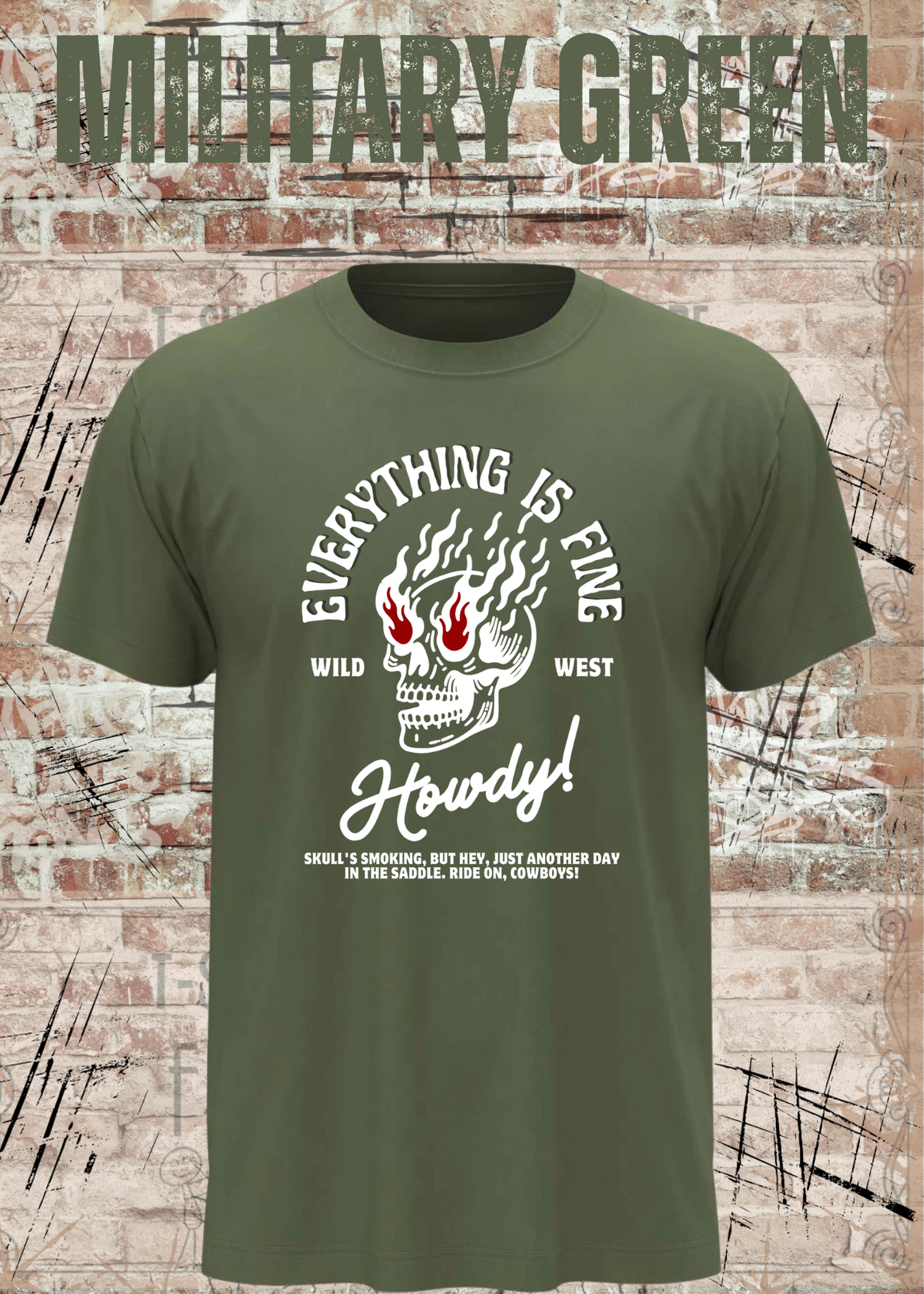 Everything Is Fine Howdy Skull Shirt – Rockiges Unisex Western Skull T-Shirt