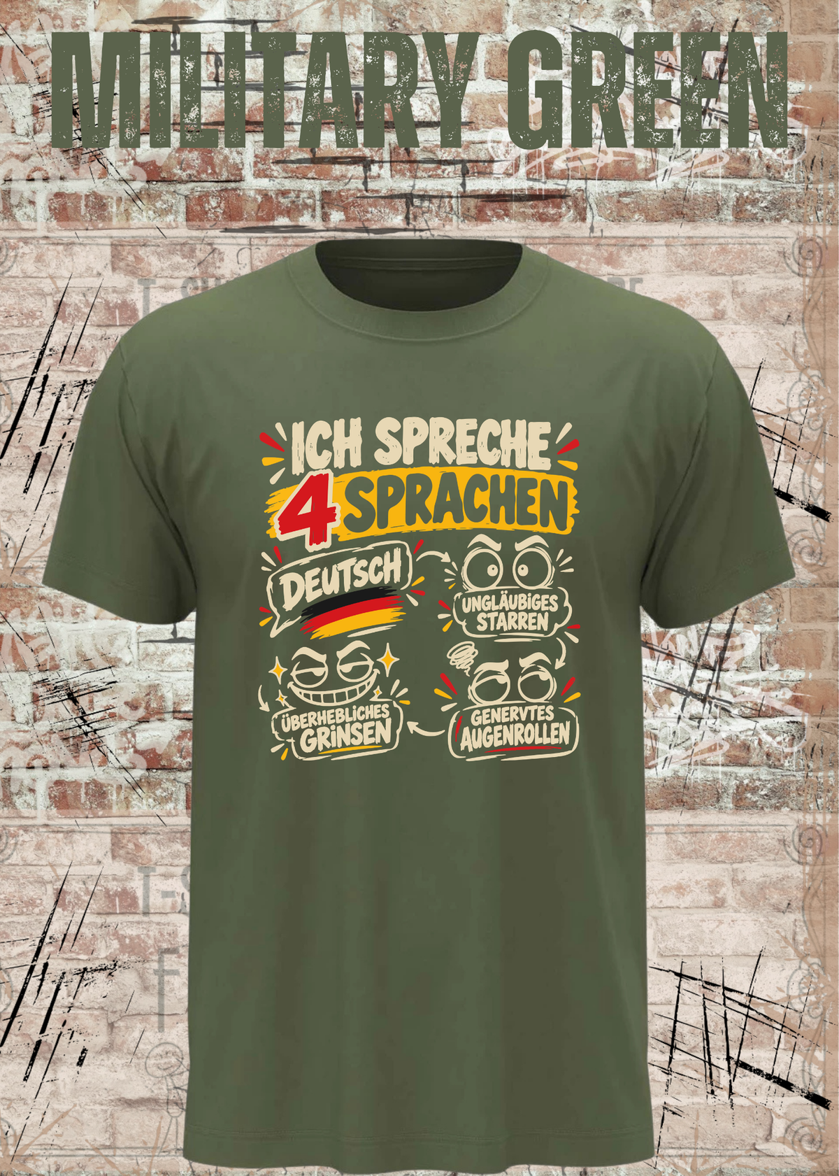 Ich spreche 4 Sprachen – Lustiges Unisex T-Shirt mit frechem Spruch