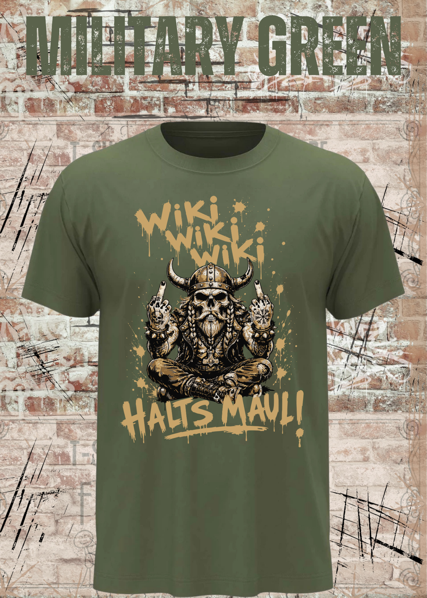 Wiki Wiki Wiki Halt’s Maul T-Shirt – Freches Wikinger Statement Shirt