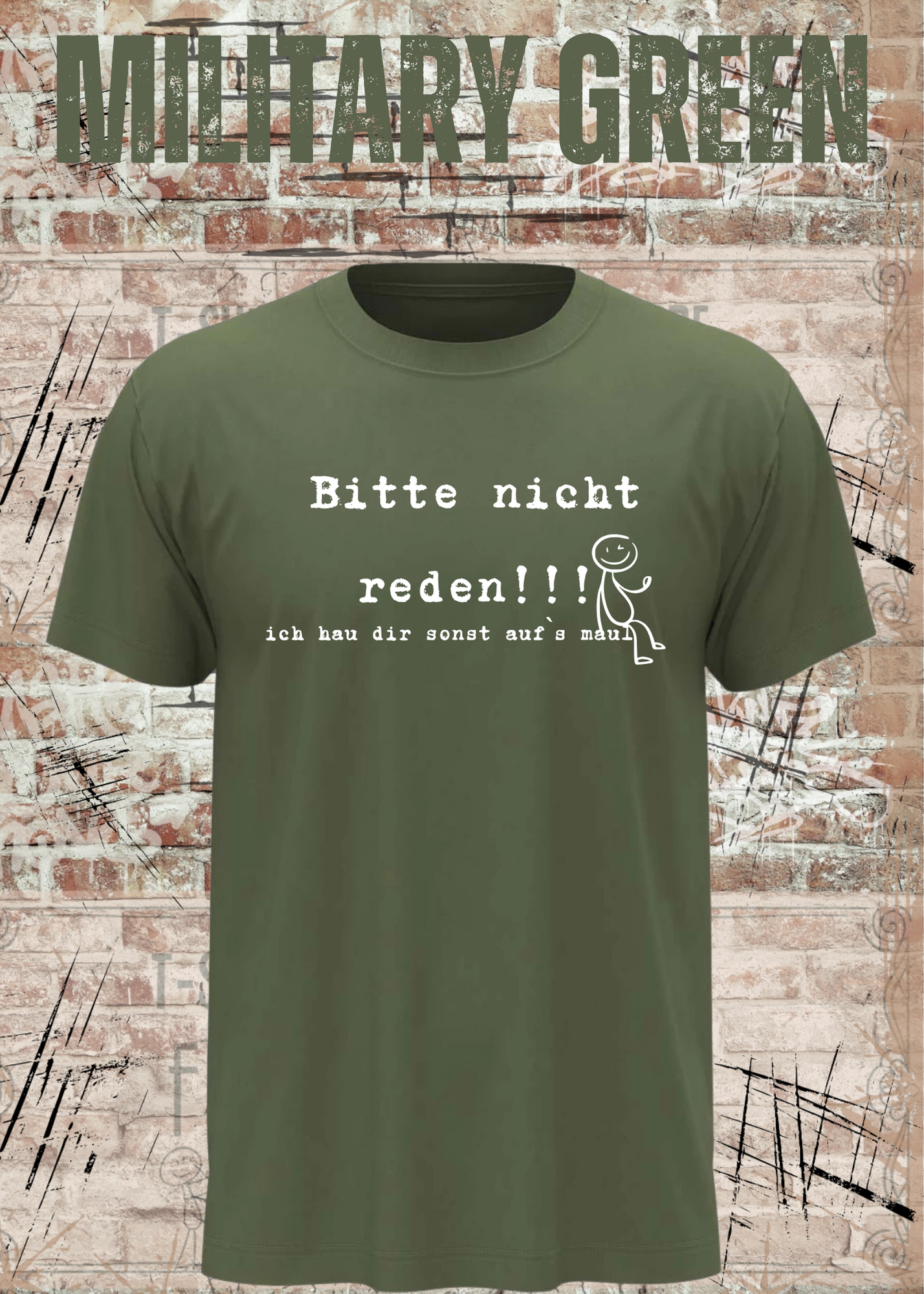 Bitte Nicht Reden T-Shirt – Lustiger Sarkasmus Spruch Unisex Shirt Schwarz Weiß
