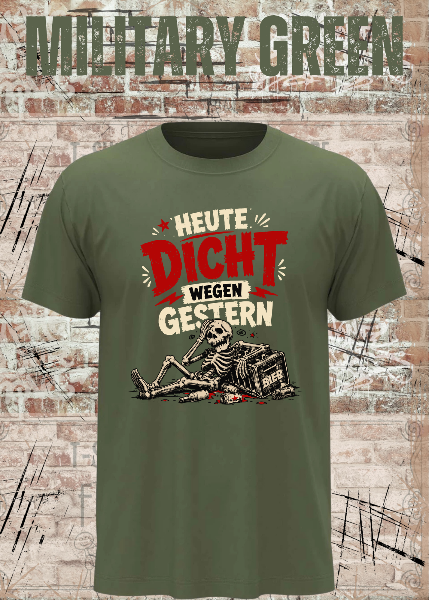 Heute dicht wegen gestern – Lustiges Party T-Shirt mit Skelett