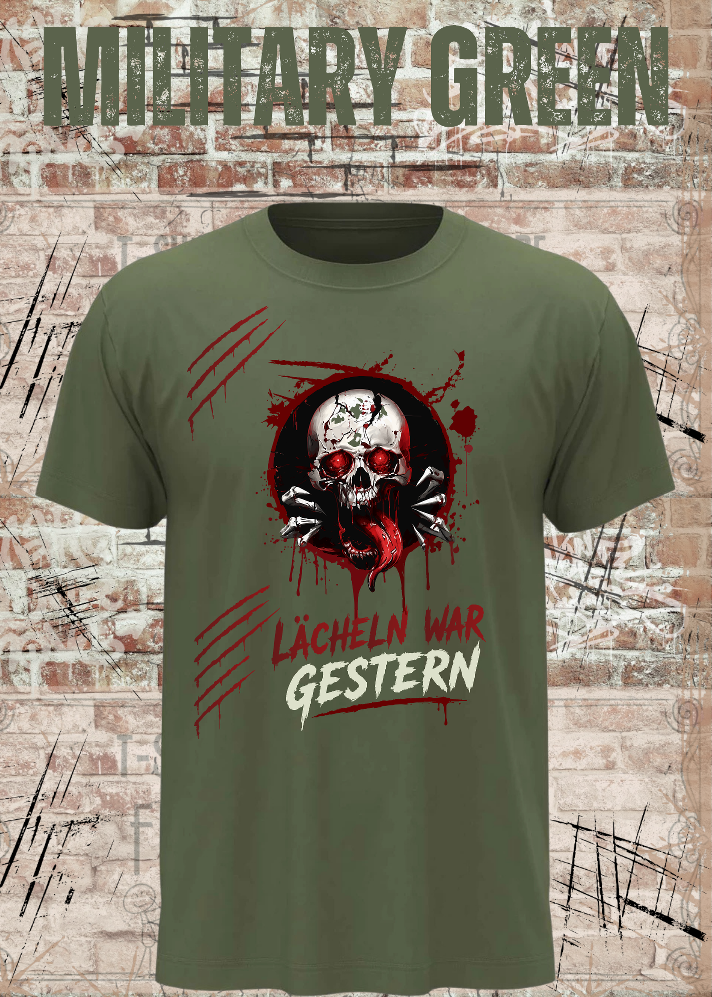Rock & Metal T-Shirt "Lächeln war gestern" | Totenkopf Horror Shirt | Gothic Unisex