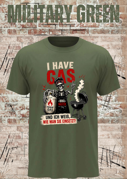 Grillmeister T-Shirt „I Have Gas“ – Skelett BBQ