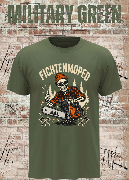 Herren-T-Shirt „Fichtenmoped“ in Military Green.