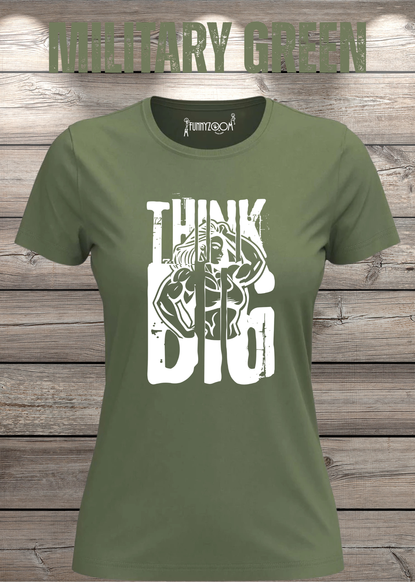 Damen T-Shirt Think Big Motivations-Shirt mit Spruch | Bodybuilder Geschenkidee