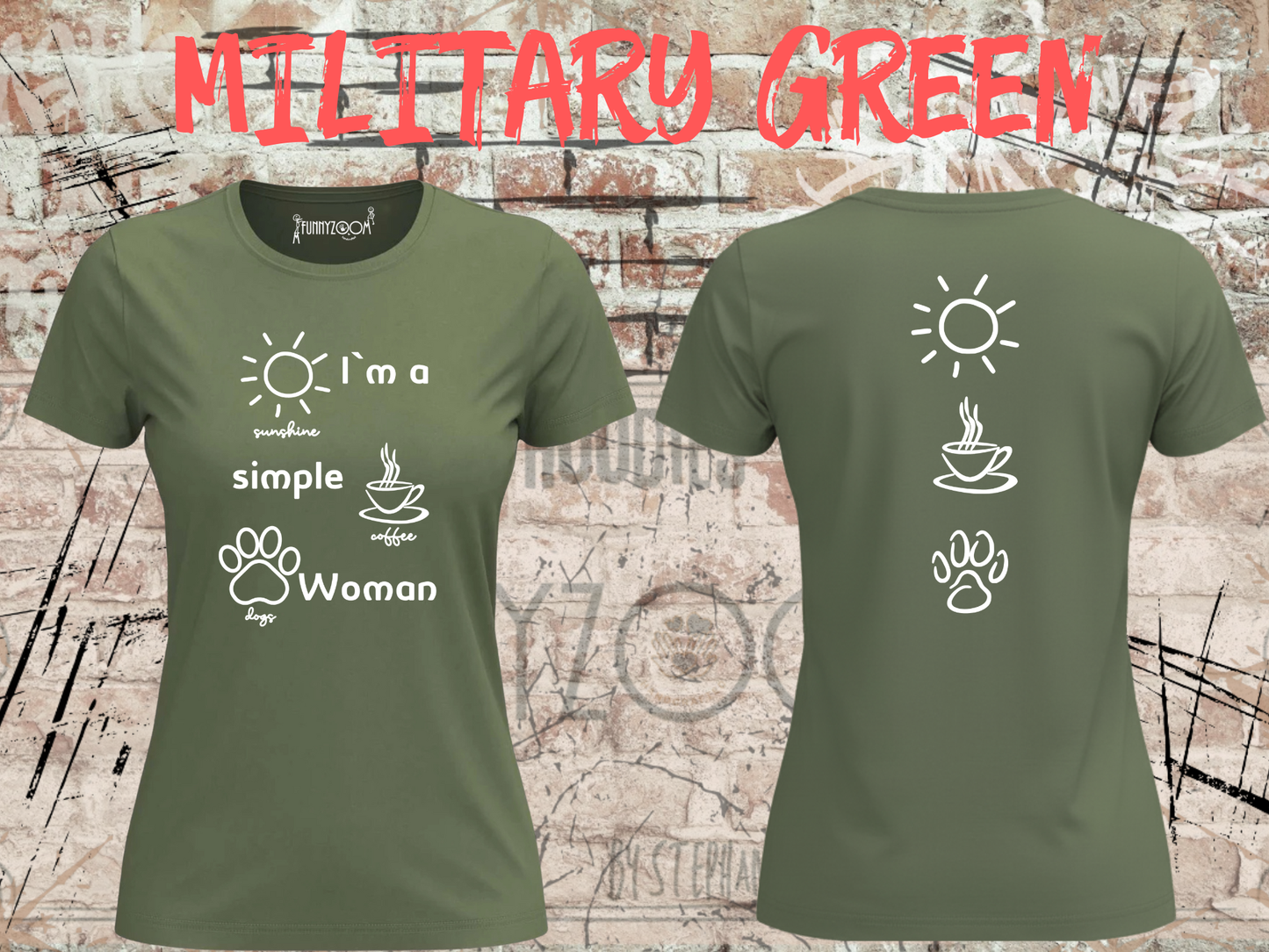 T-Shirt I'm a simple Woman Sunshine Coffee and Dogs Lustige Sprüche Geschenkidee Freizeit viele Farben